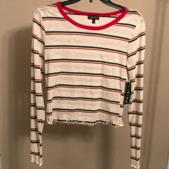NTW Timing Stipe Slight Cropped Tee - Size JR L - Picture 1 of 5